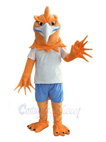 Orange Phoenix in Blue Pants Mascot Costume Animal