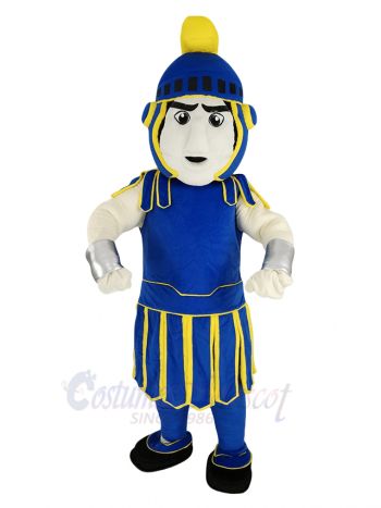 Blue and Yellow Spartan Mascot Costume People