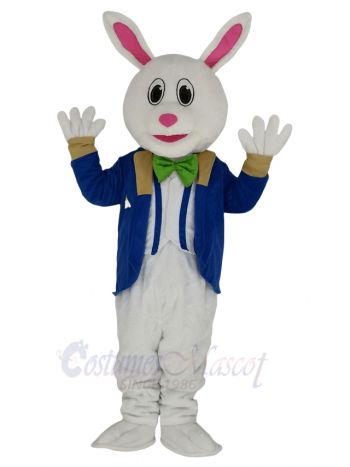 Funny Easter Bunny Rabbit in Blue Suit Mascot Costume Animal
