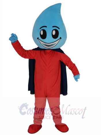 Water Drop Superman Mascot Costume with Dark Blue Cloak