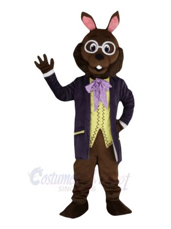 Bunny Rabbit in Purple Tuxedo Mascot Costume Animal