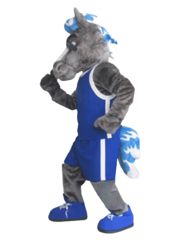 Mustang Horse in Blue Vest Mascot Costume