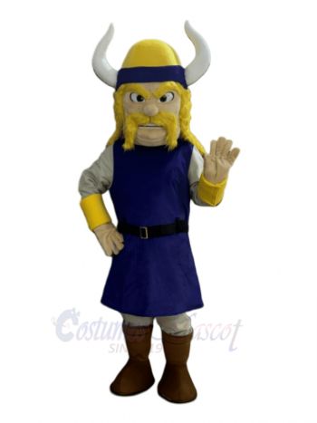 Viking Pirate in Purple Clothes Mascot Costume