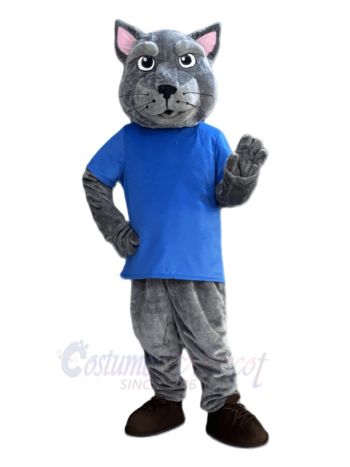 Panther in Blue T-shirt Mascot Costume Animal