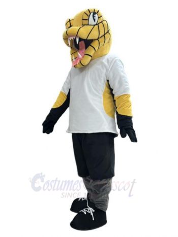 Happy Yellow Viper Snake Mascot Costume Animal